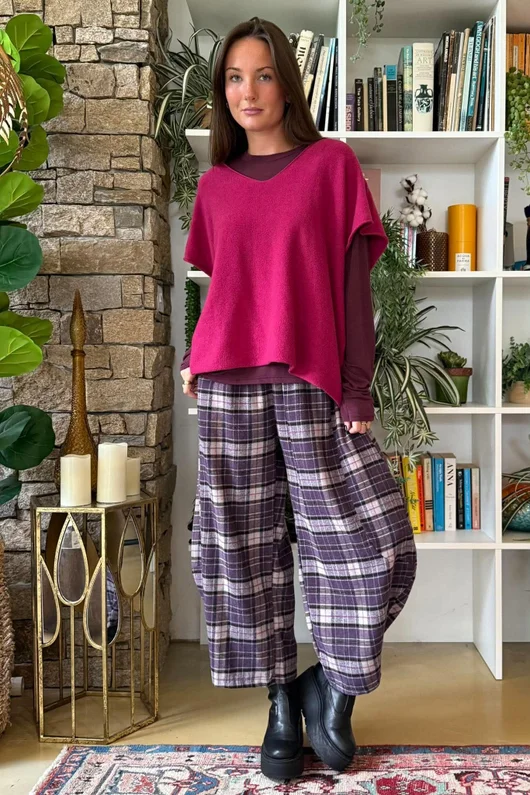 Patrick Plaid Brushed Cotton 7/8 Barrel Pant Fig